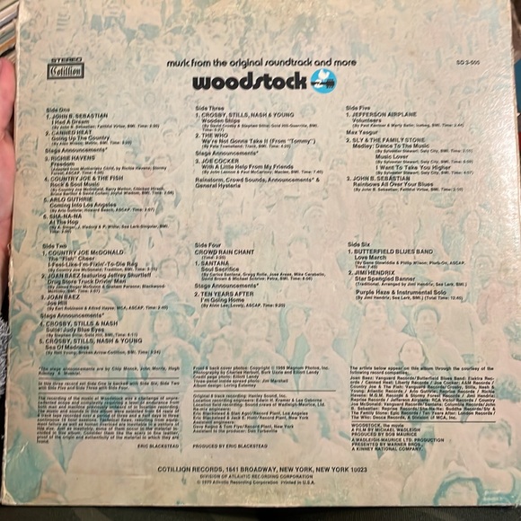 1970 Original Woodstock 3 Fold Vinyl Album Collection! - Picture 3 of 3